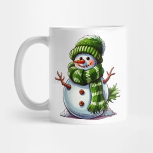 Cute Snowman Green Christmas 2023 Mug